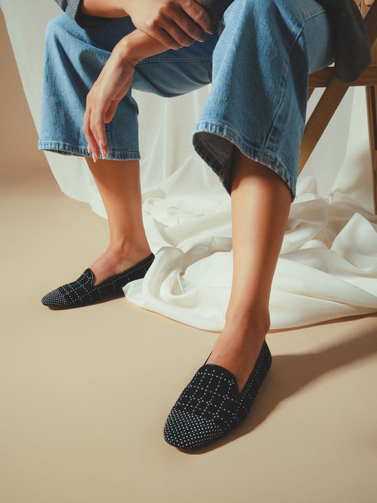 PERLA FLAT SMOKING SLIPPER BLACK