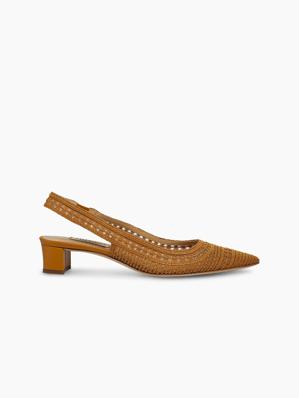 ARTEANA – Brown Slingback Pump With Crochet Mesh – Trieste 35