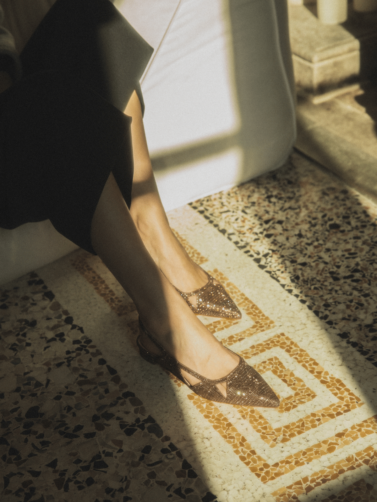 SAVONA FLAT SLINGBACK GLITTER BRONZE
