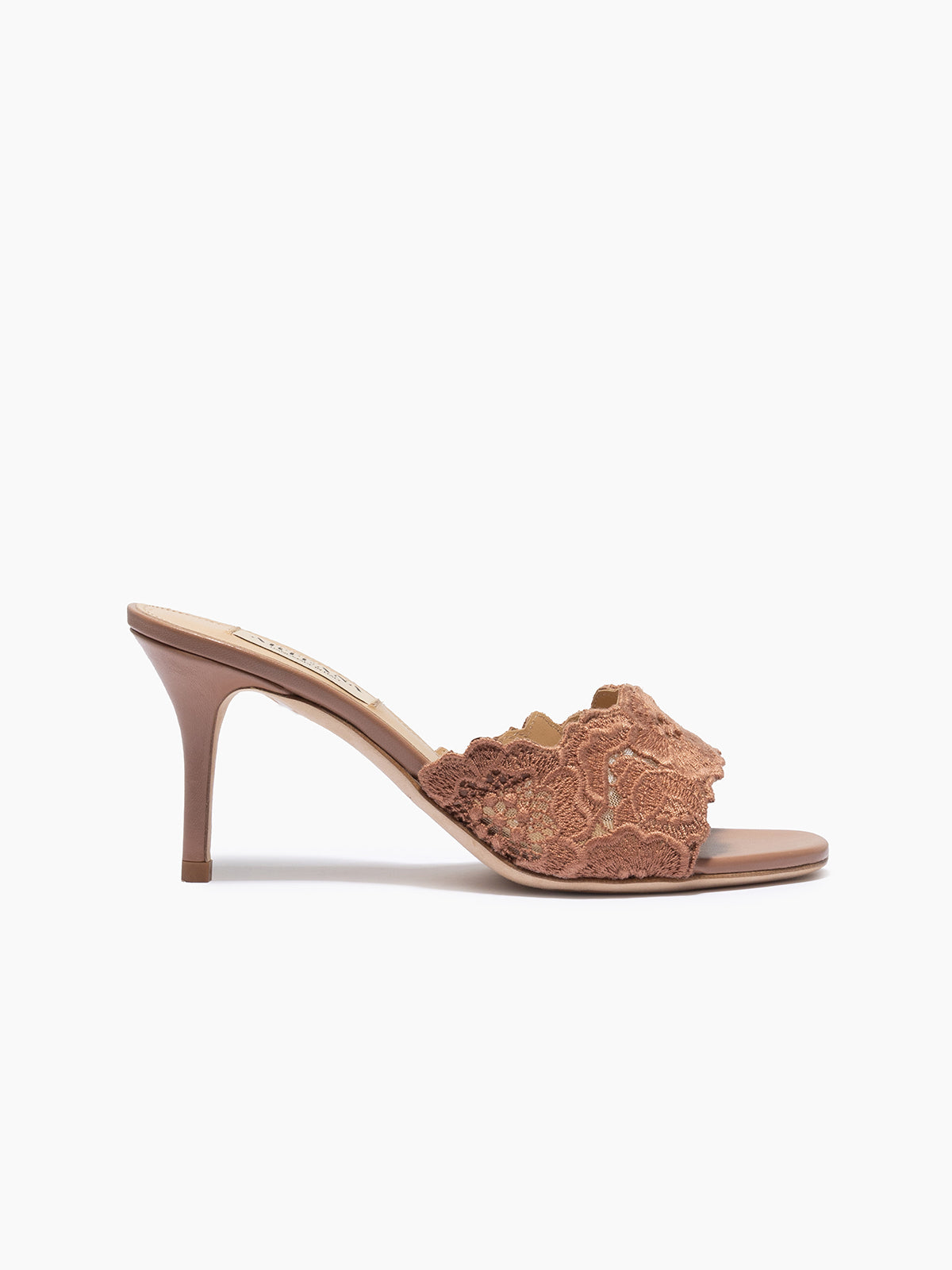ARTEANA - Brown Mid Heel Mule With Crochet Lace - Como 75 Terracotta