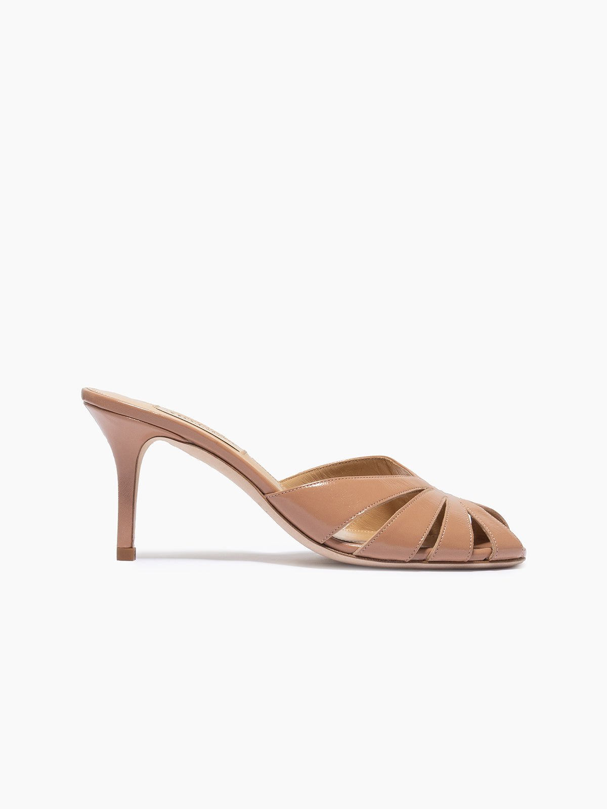 ARTEANA - Walnut Mid Heel Peep Toe Slide - Savona 75 Peep Toe Slide