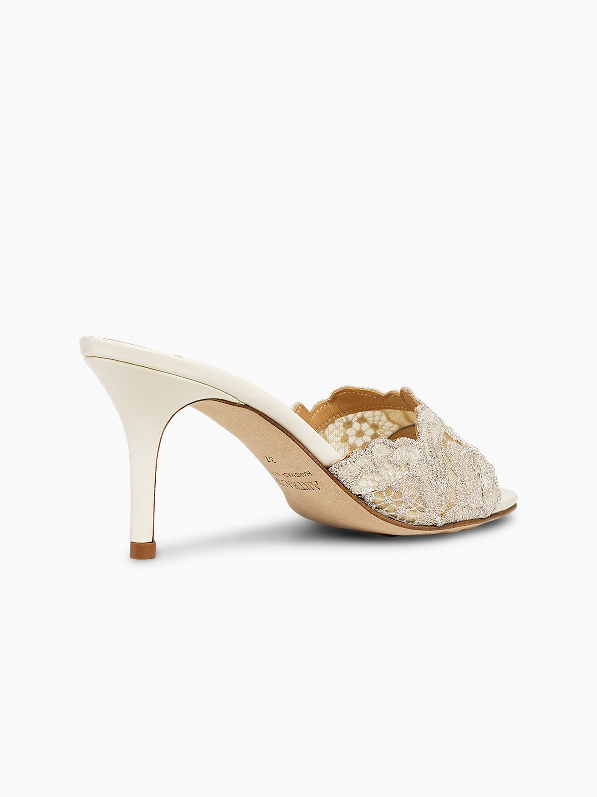 ARTEANA - Platino Mid Heel Mule With Crochet Lace - Como 75 Platino