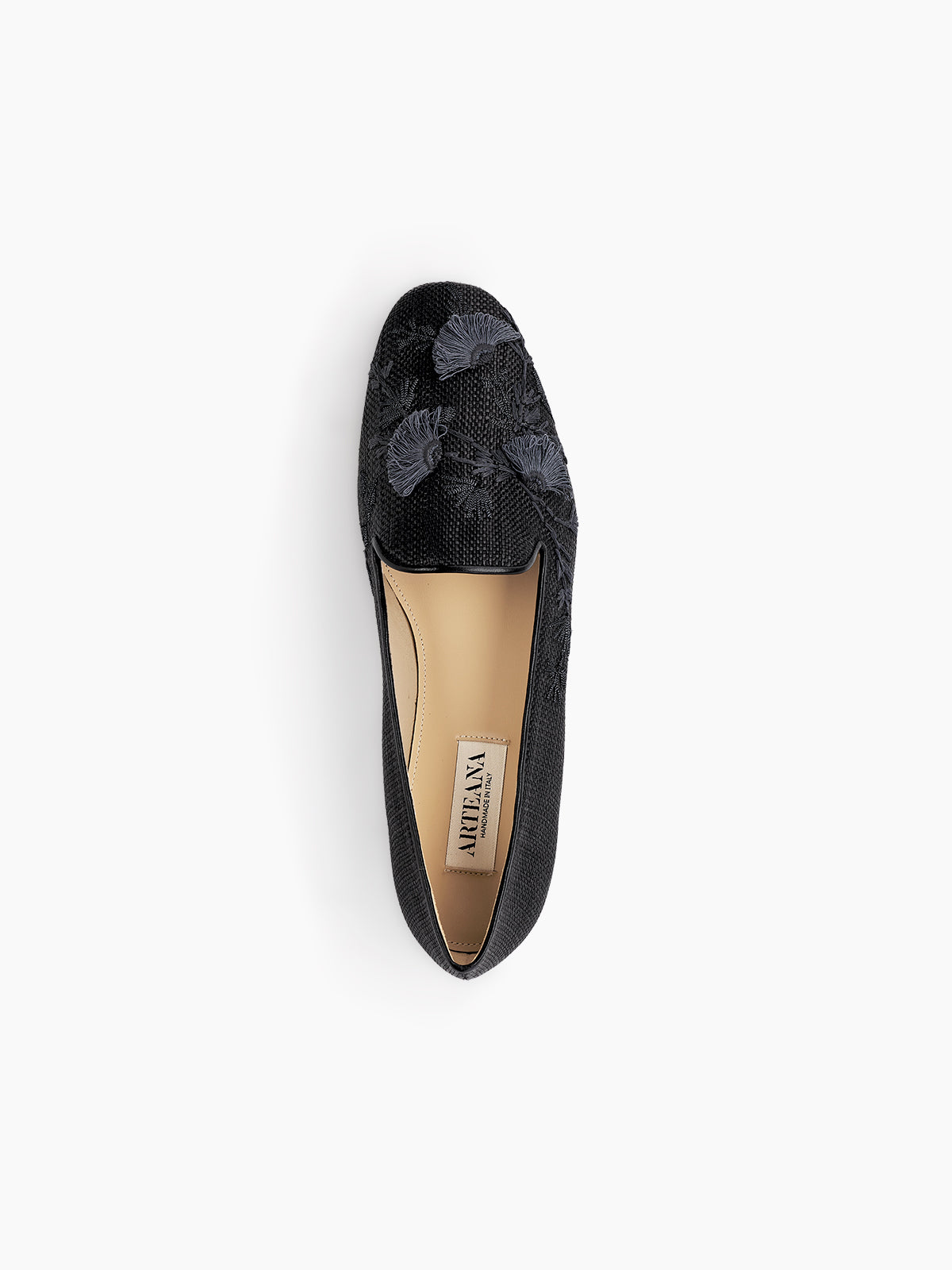 FLORA RAFFIA SMOKING SLIPPER BLACK