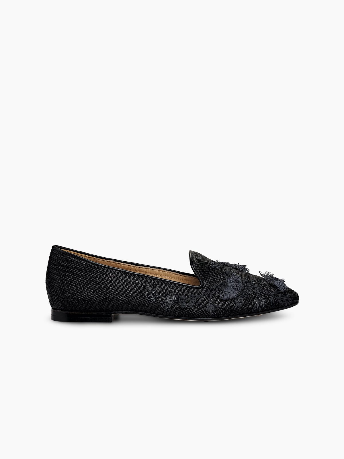 FLORA RAFFIA SMOKING SLIPPER BLACK