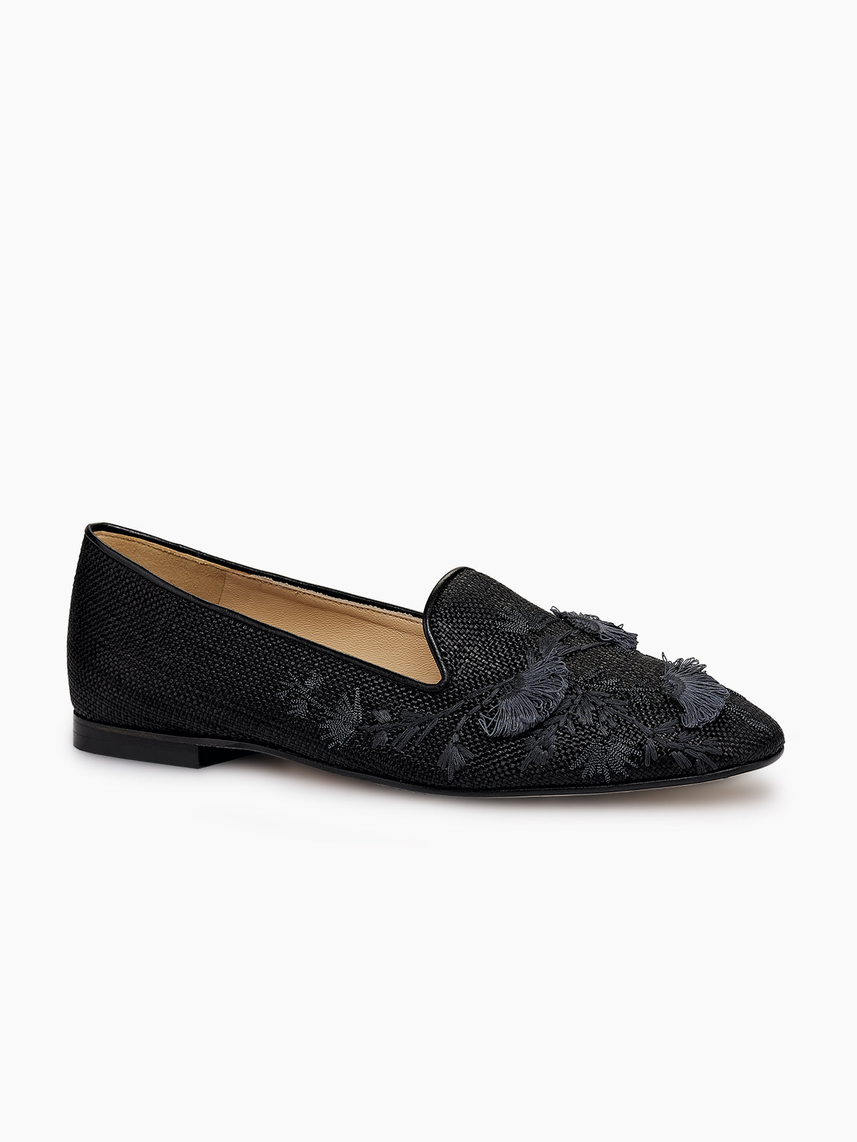 FLORA RAFFIA SMOKING SLIPPER BLACK