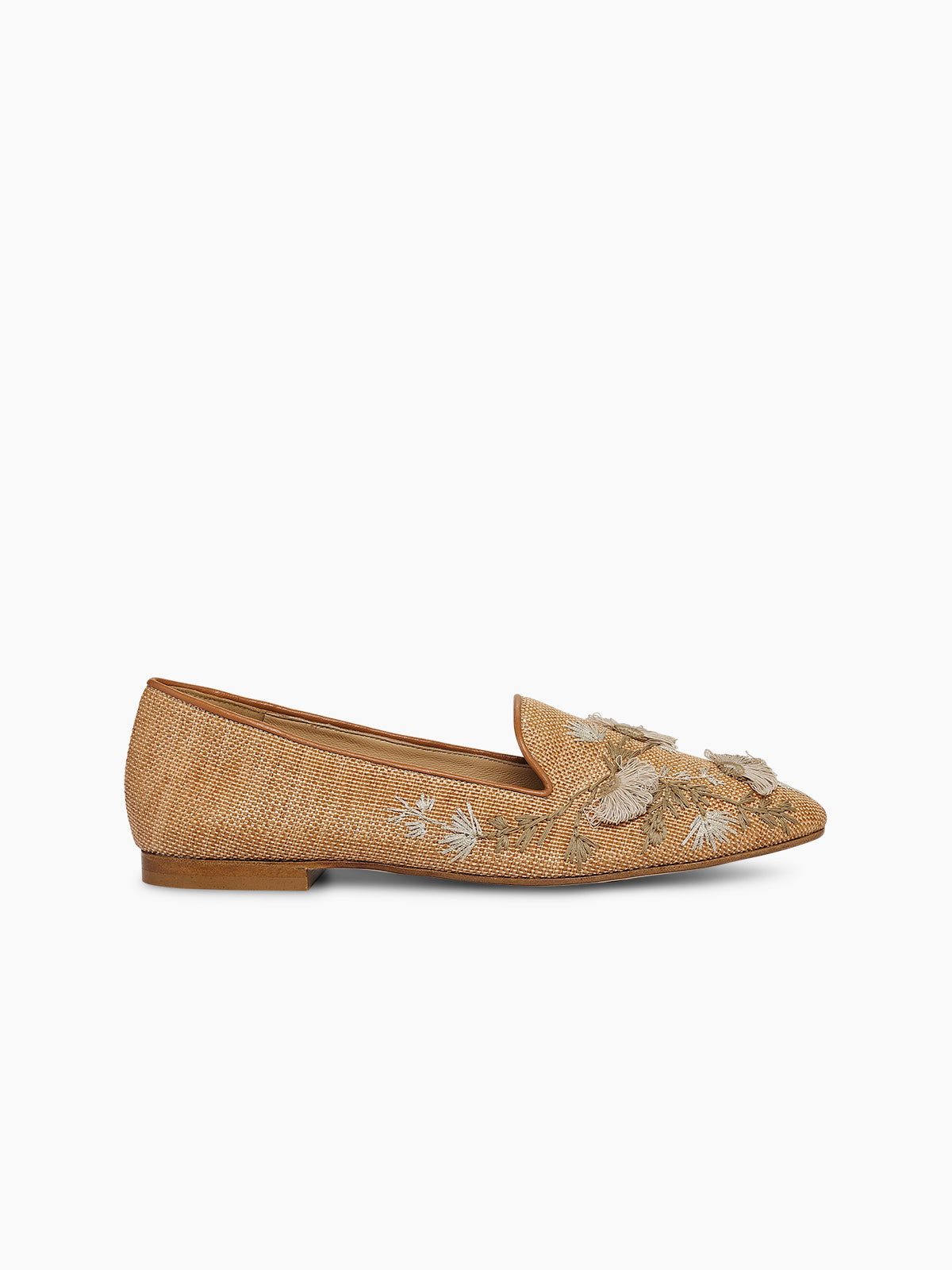 FLORA RAFFIA SMOKING SLIPPER CAMEL