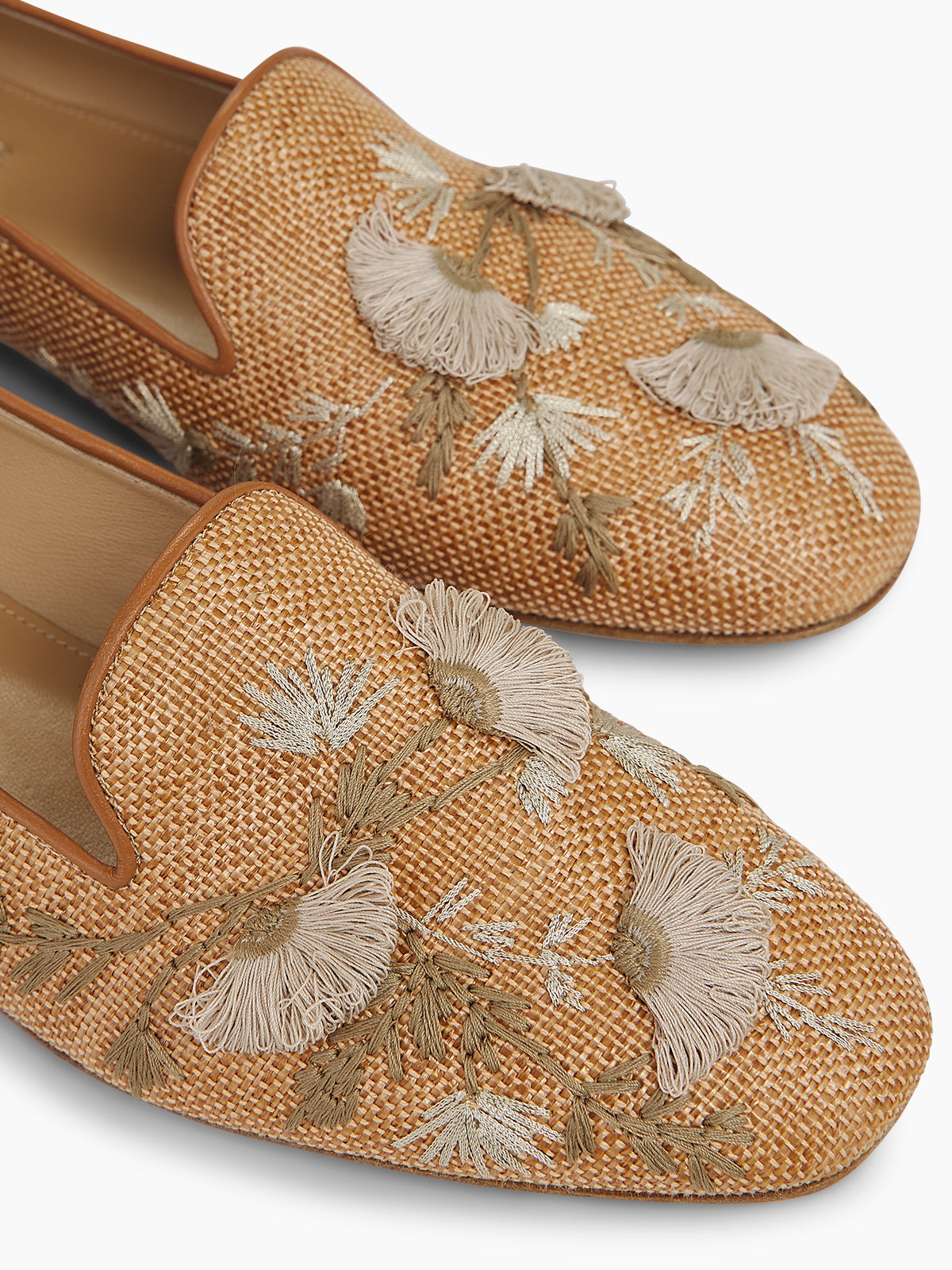 FLORA RAFFIA SMOKING SLIPPER CAMEL