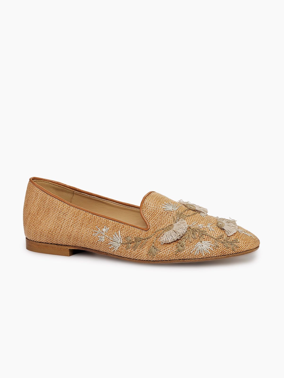 FLORA RAFFIA SMOKING SLIPPER CAMEL
