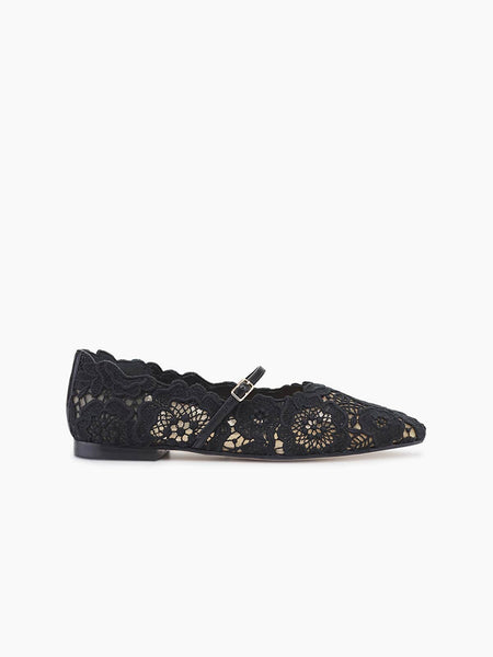 ARTEANA - Black Ballerina With Crochet Lace Design - Garda Flat