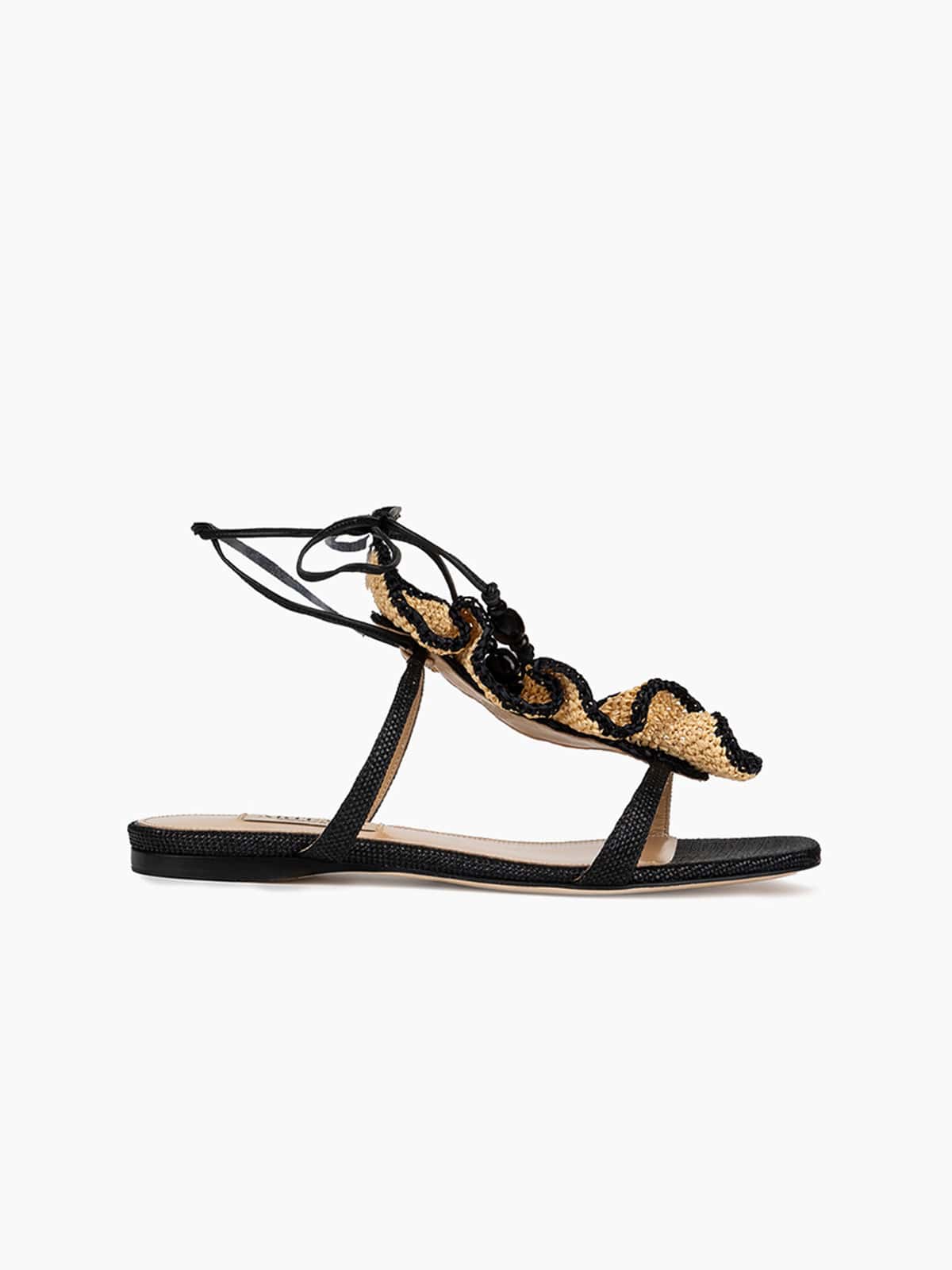 PORTOFINO FLAT SANDAL BLACK/NATURAL