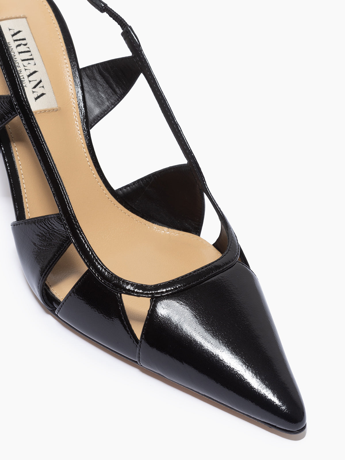 ARTEANA - Black Slingback Pump in Patent Leather - Savona 75 Slingback