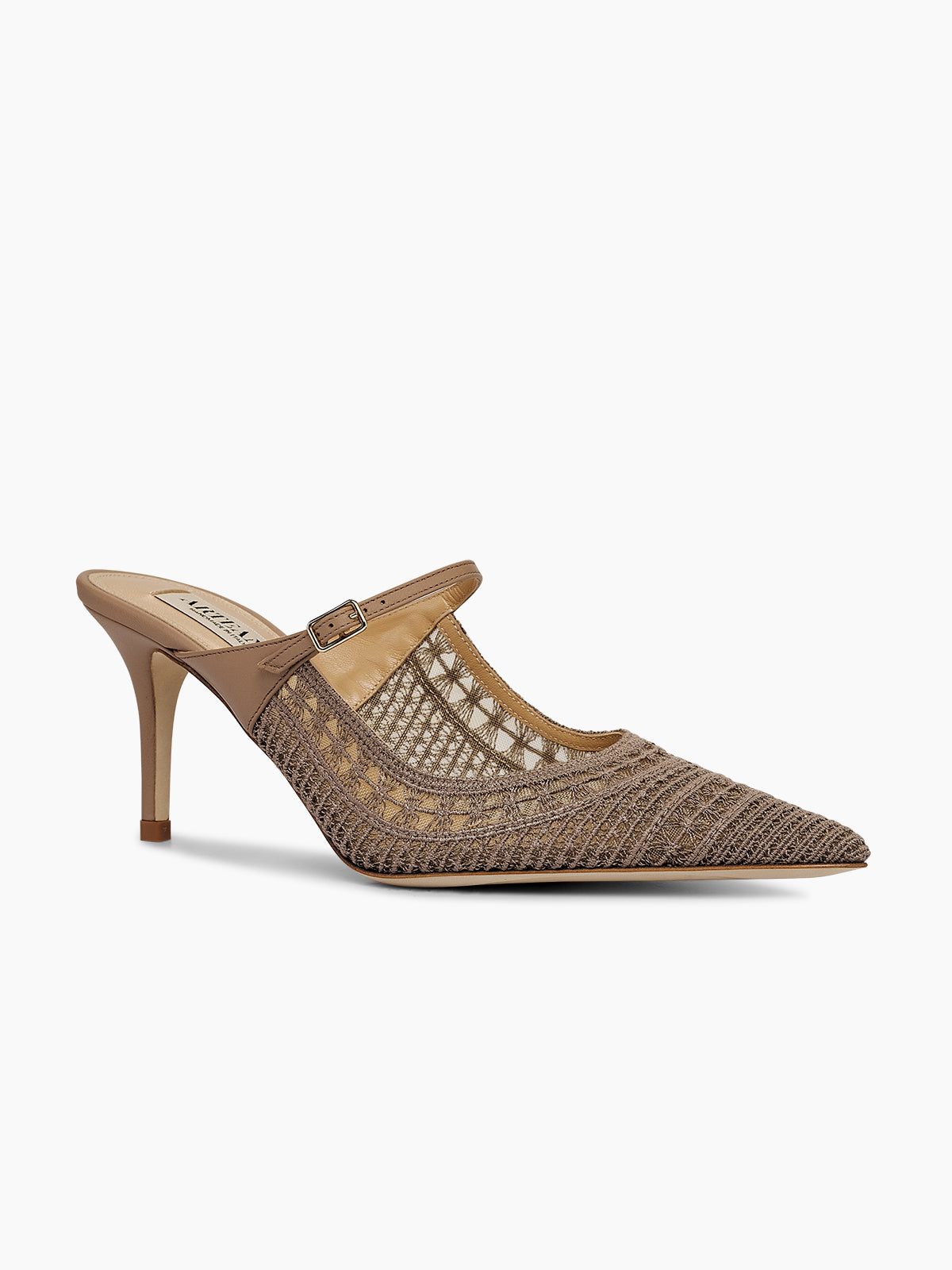 ARTEANA – Taupe Textile and Nappa Leather Mule – Trieste 75