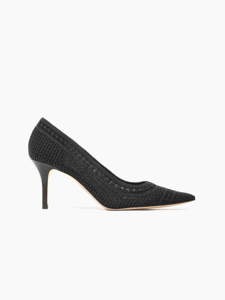 ARTEANA - Black Mid Heel Pump With Crochet Mesh - Trieste 75 Pump