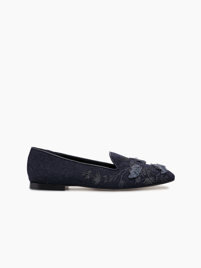 FLORA SMOKING SLIPPER NAVY